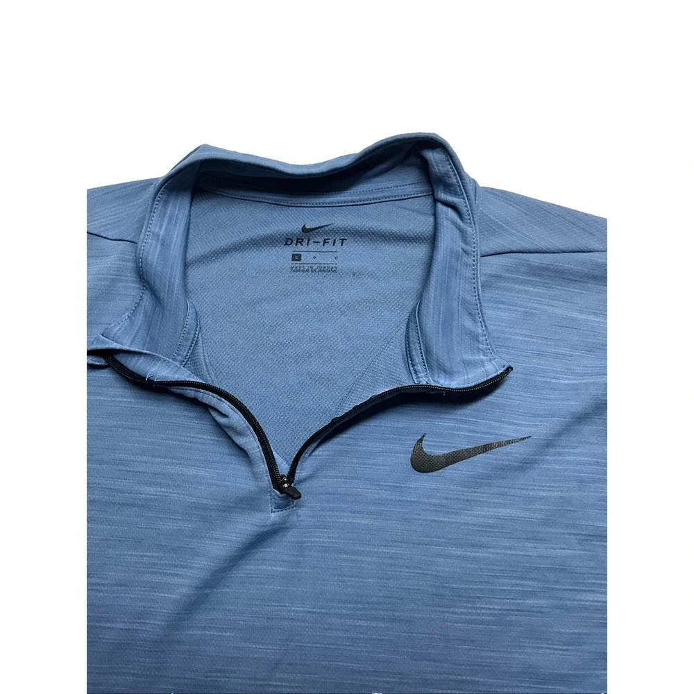 Nike Dri-Fit Womens L 1/4 Zip Pullover Heather Blue Long Sleeve Running Shirt